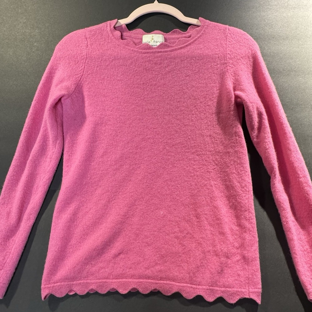 Belle France Pink 100% Cashmere Long Sleeve Crew Neck Comfy Sweater Size‎ S